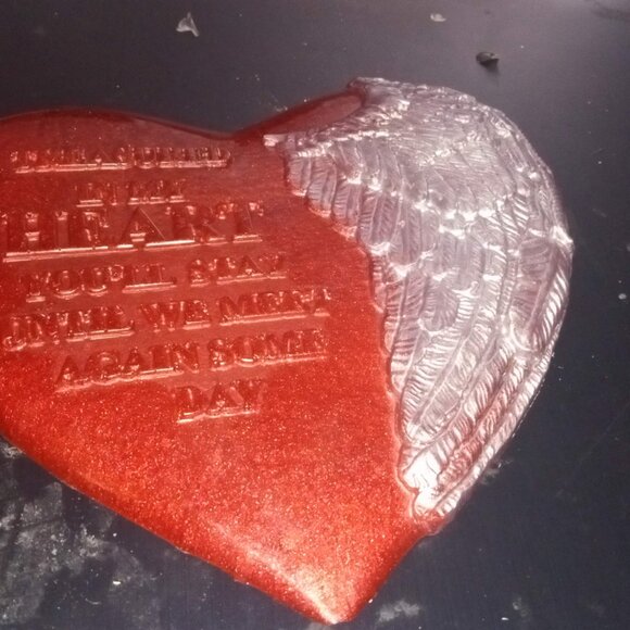 Handmade Red and White Heart Wing Decor - Picture 3 of 4